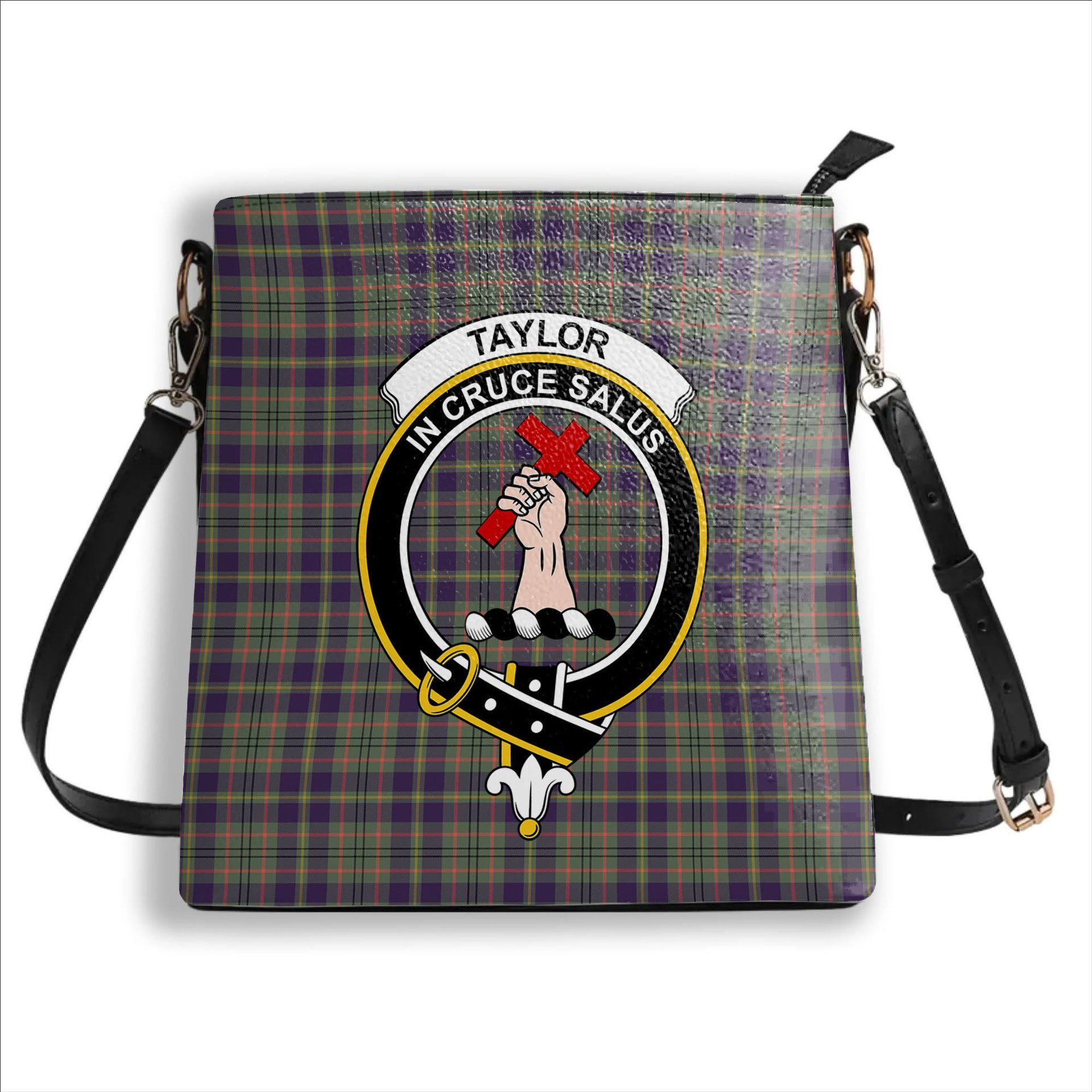 ScotsTee Shop Scottish Taylor Weathered Crest Tartan Bucket Bag Ladies Shoulder Bag Midi