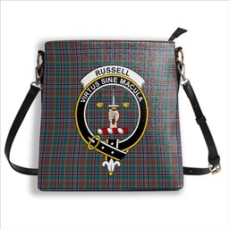 ScotsTee Shop Scottish Russell Old Modern Crest Tartan Bucket Bag Ladies Shoulder Bag Midi