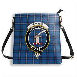 ScotsTee Shop Scottish MacRae of America Modern Crest Tartan Bucket Bag Ladies Shoulder Bag Midi
