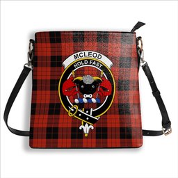 ScotsTee Shop Scottish McLeod Black and Red Ancient Crest Tartan Bucket Bag Ladies Shoulder Bag Midi