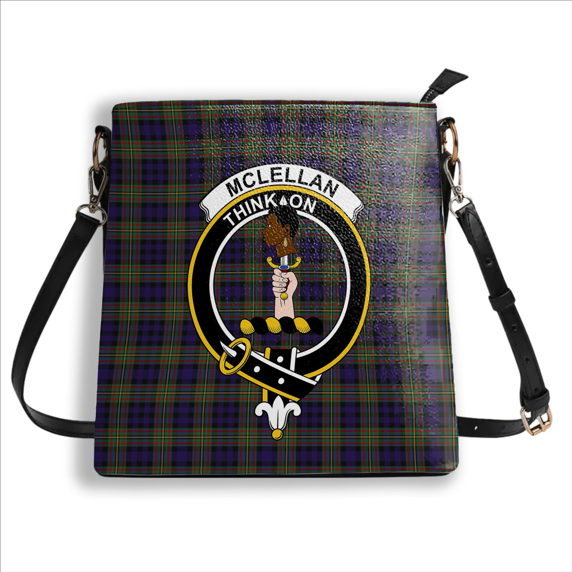 ScotsTee Shop Scottish McLellan Modern Crest Tartan Bucket Bag Ladies Shoulder Bag Midi