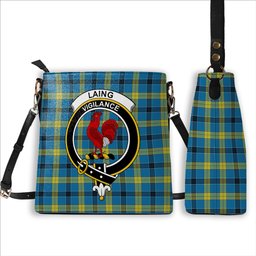 ScotsTee Shop Scottish Laing Modern Crest Tartan Bucket Bag Ladies Shoulder Bag Midi