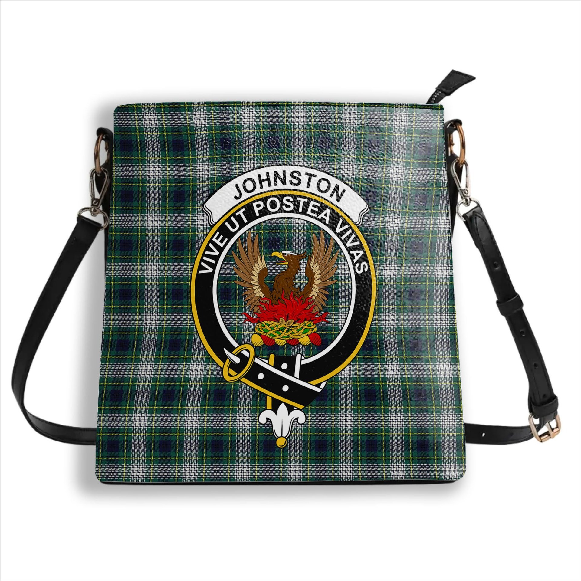 ScotsTee Shop Scottish Johnston Dress Modern Crest Tartan Bucket Bag Ladies Shoulder Bag Midi