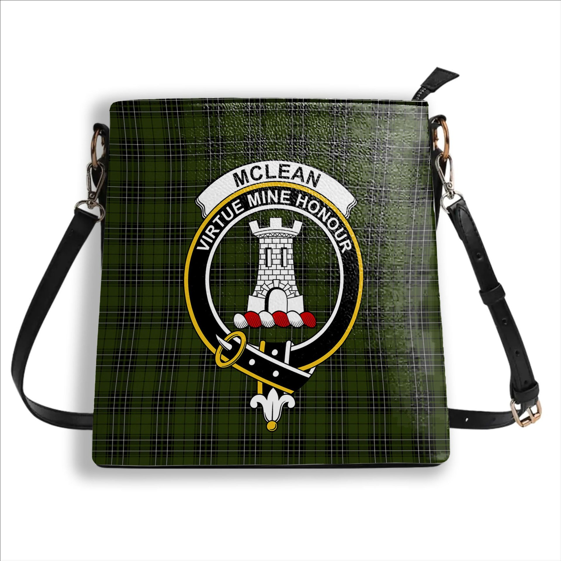 ScotsTee Shop Scottish McLean Hunting Crest Tartan Bucket Bag Ladies Shoulder Bag Midi