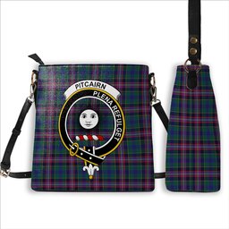 ScotsTee Shop Scottish Pitcairn Hunting Modern Crest Tartan Bucket Bag Ladies Shoulder Bag Midi