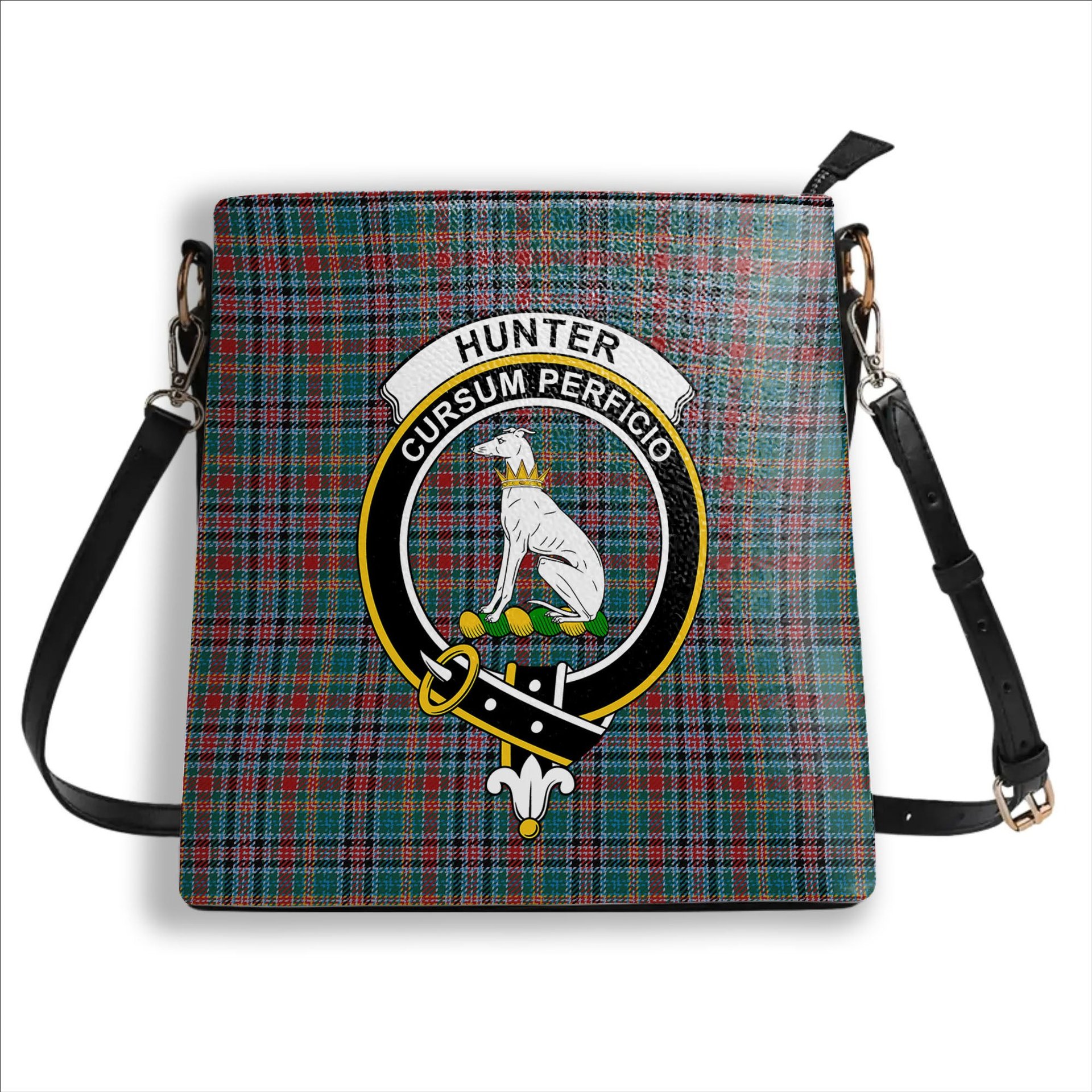 ScotsTee Shop Scottish Hunter Old Modern Crest Tartan Bucket Bag Ladies Shoulder Bag Midi