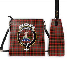 ScotsTee Shop Scottish Monypenny Crest Tartan Bucket Bag Ladies Shoulder Bag Midi