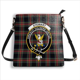 ScotsTee Shop Scottish Stewart Black Modern Crest Tartan Bucket Bag Ladies Shoulder Bag Midi
