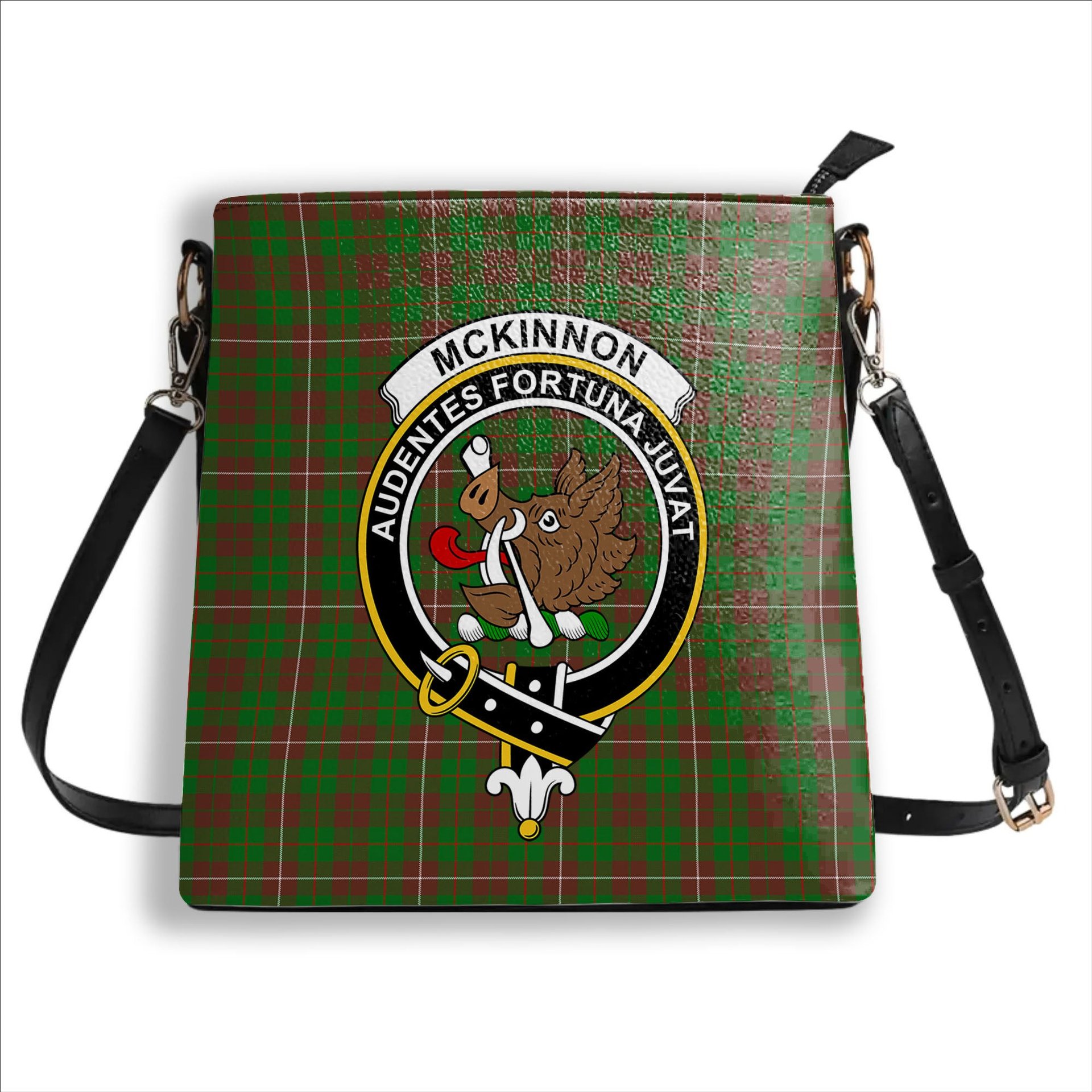 ScotsTee Shop Scottish McKinnon Hunting Modern Crest Tartan Bucket Bag Ladies Shoulder Bag Midi