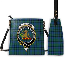 ScotsTee Shop Scottish MacThomas Crest Tartan Bucket Bag Ladies Shoulder Bag Midi