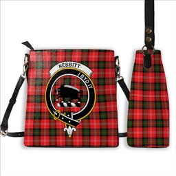 ScotsTee Shop Scottish Nesbitt Modern Crest Tartan Bucket Bag Ladies Shoulder Bag Midi