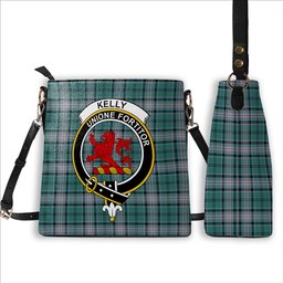 ScotsTee Shop Scottish Kelly of Sleat Hunting Modern Crest Tartan Bucket Bag Ladies Shoulder Bag Midi
