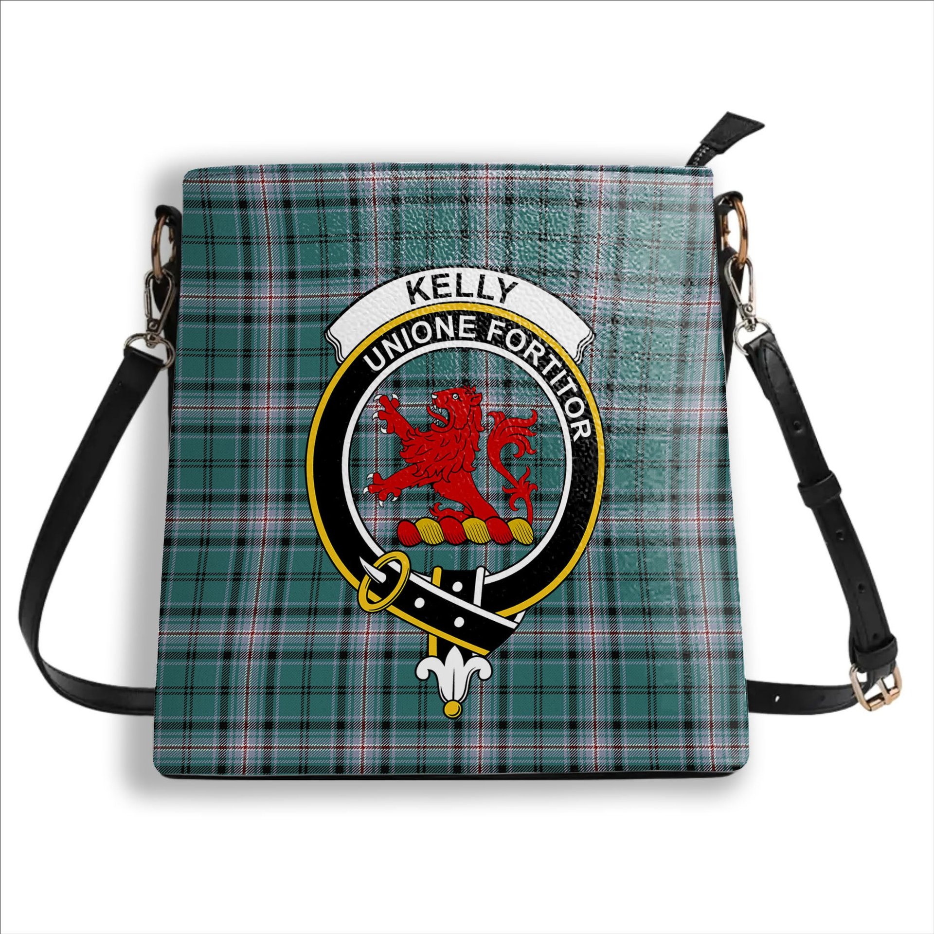 ScotsTee Shop Scottish Kelly of Sleat Hunting Modern Crest Tartan Bucket Bag Ladies Shoulder Bag Midi