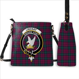 ScotsTee Shop Scottish Lindsay #2 Modern Clan Crest Tartan Bucket Bag Ladies Shoulder Bag Midi