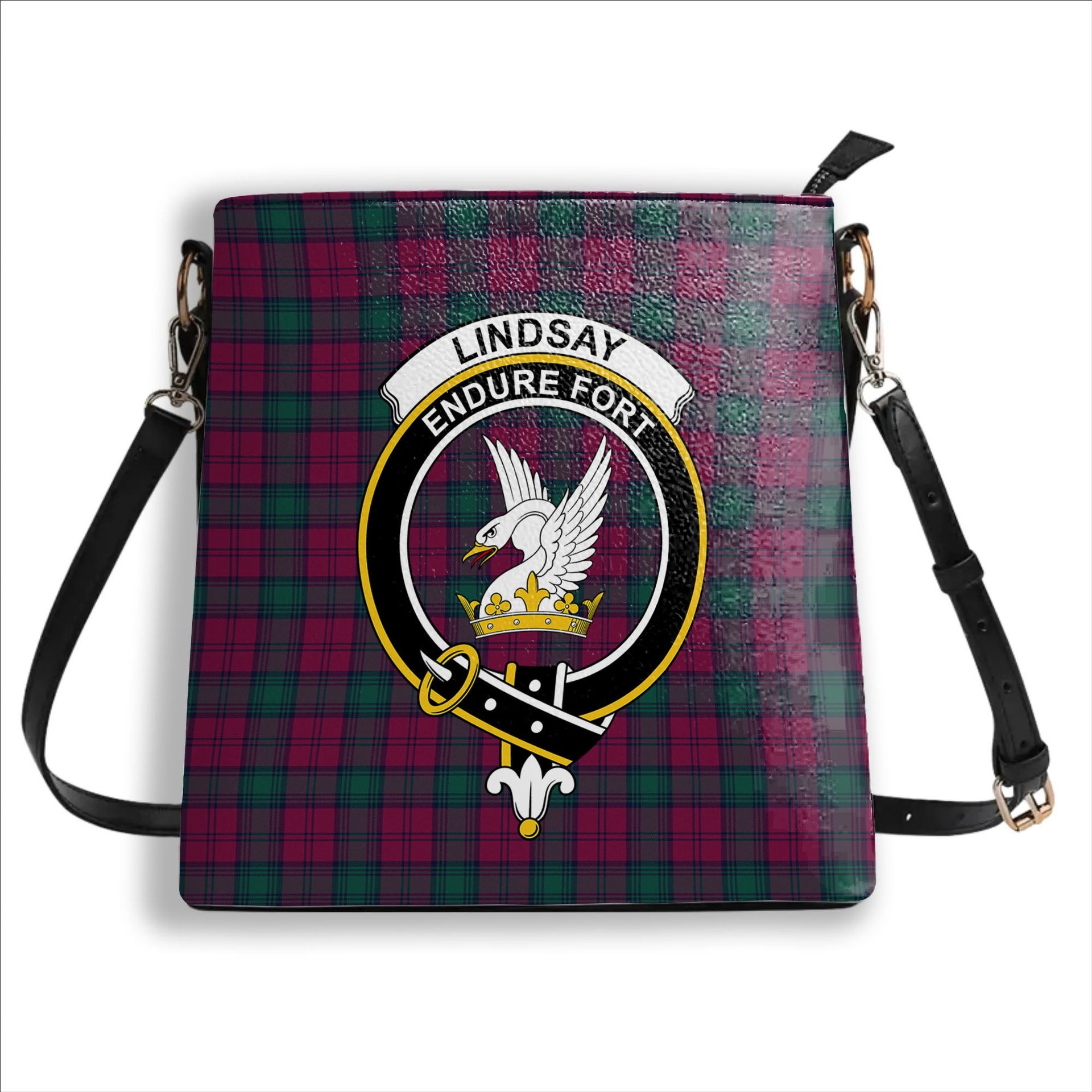 ScotsTee Shop Scottish Lindsay #2 Modern Clan Crest Tartan Bucket Bag Ladies Shoulder Bag Midi