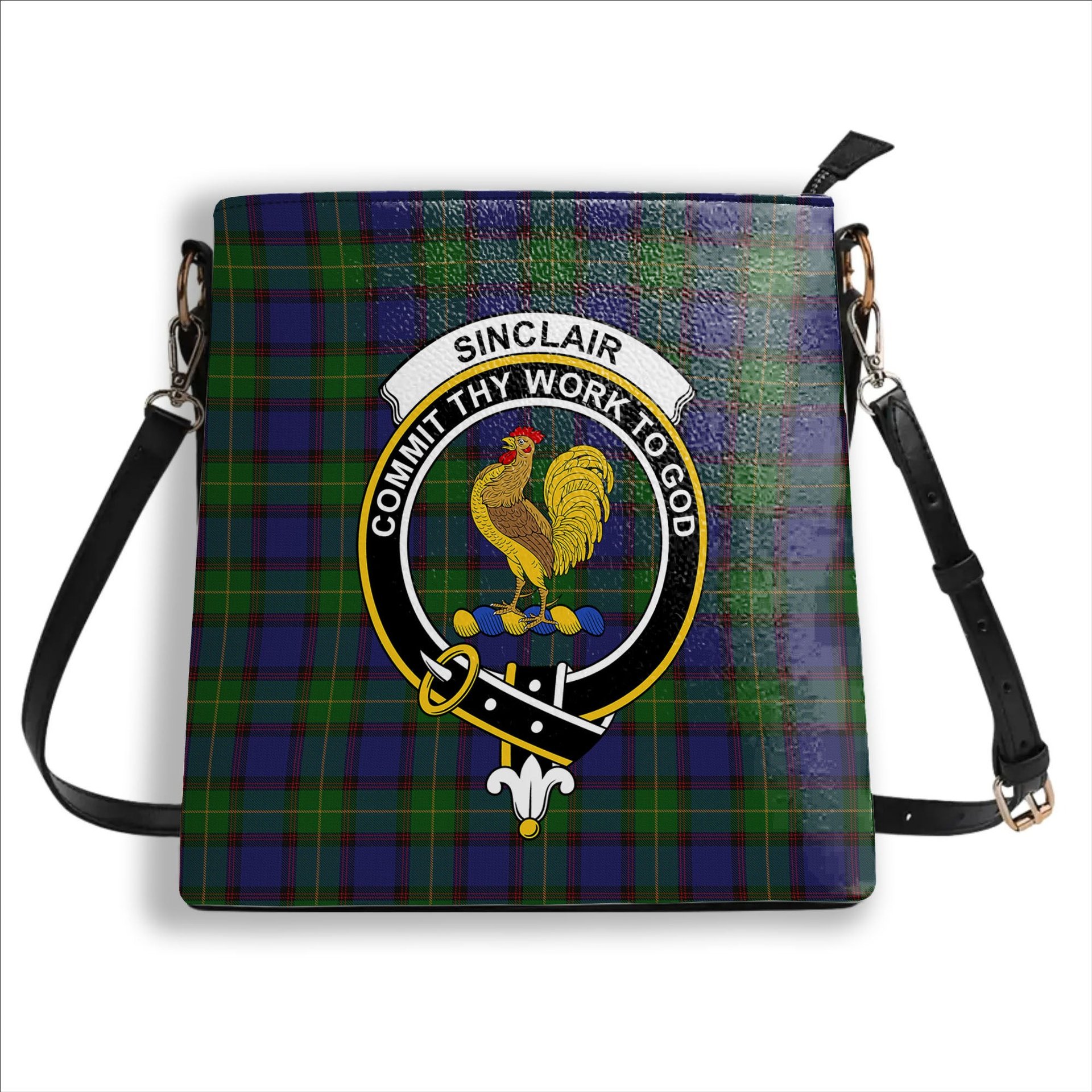 ScotsTee Shop Scottish Sinclair Brown Crest Tartan Bucket Bag Ladies Shoulder Bag Midi