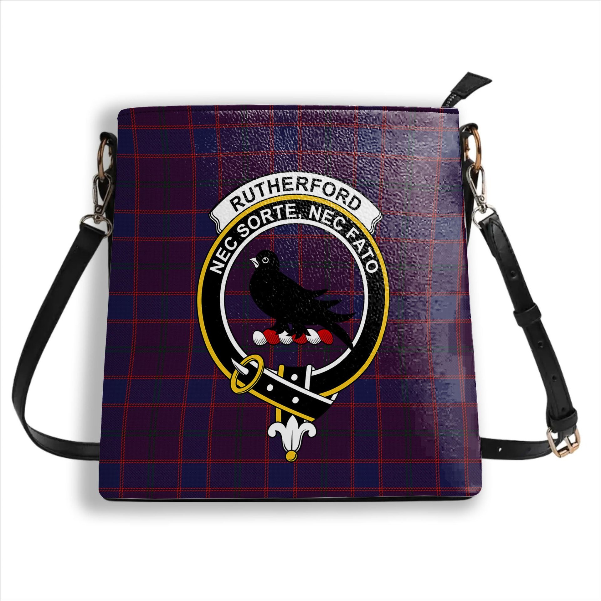 ScotsTee Shop Scottish Rutherford John Crest Tartan Bucket Bag Ladies Shoulder Bag Midi