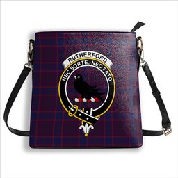 ScotsTee Shop Scottish Rutherford John Crest Tartan Bucket Bag Ladies Shoulder Bag Midi