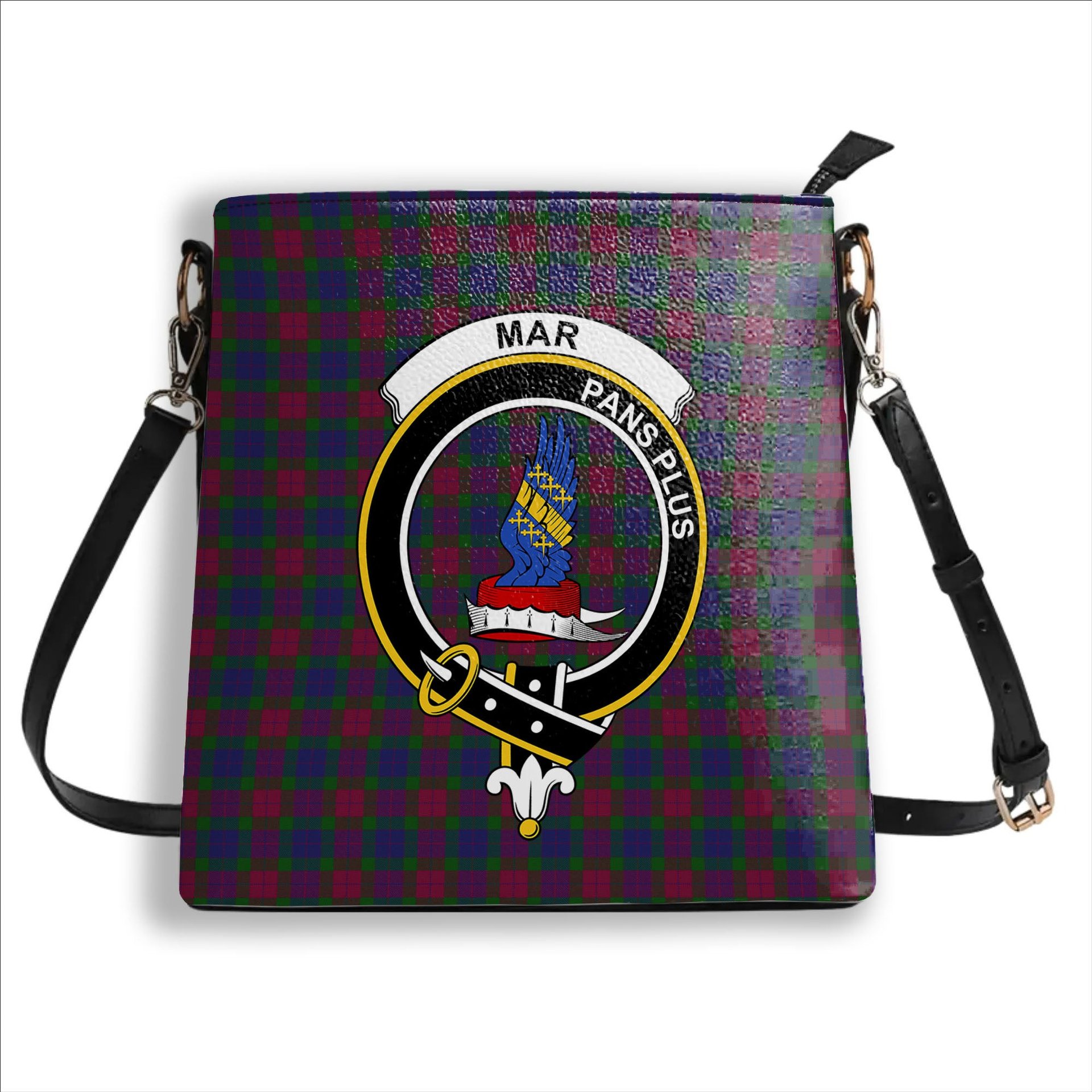 ScotsTee Shop Scottish Mar Dress - TD Crest Tartan Bucket Bag Ladies Shoulder Bag Midi
