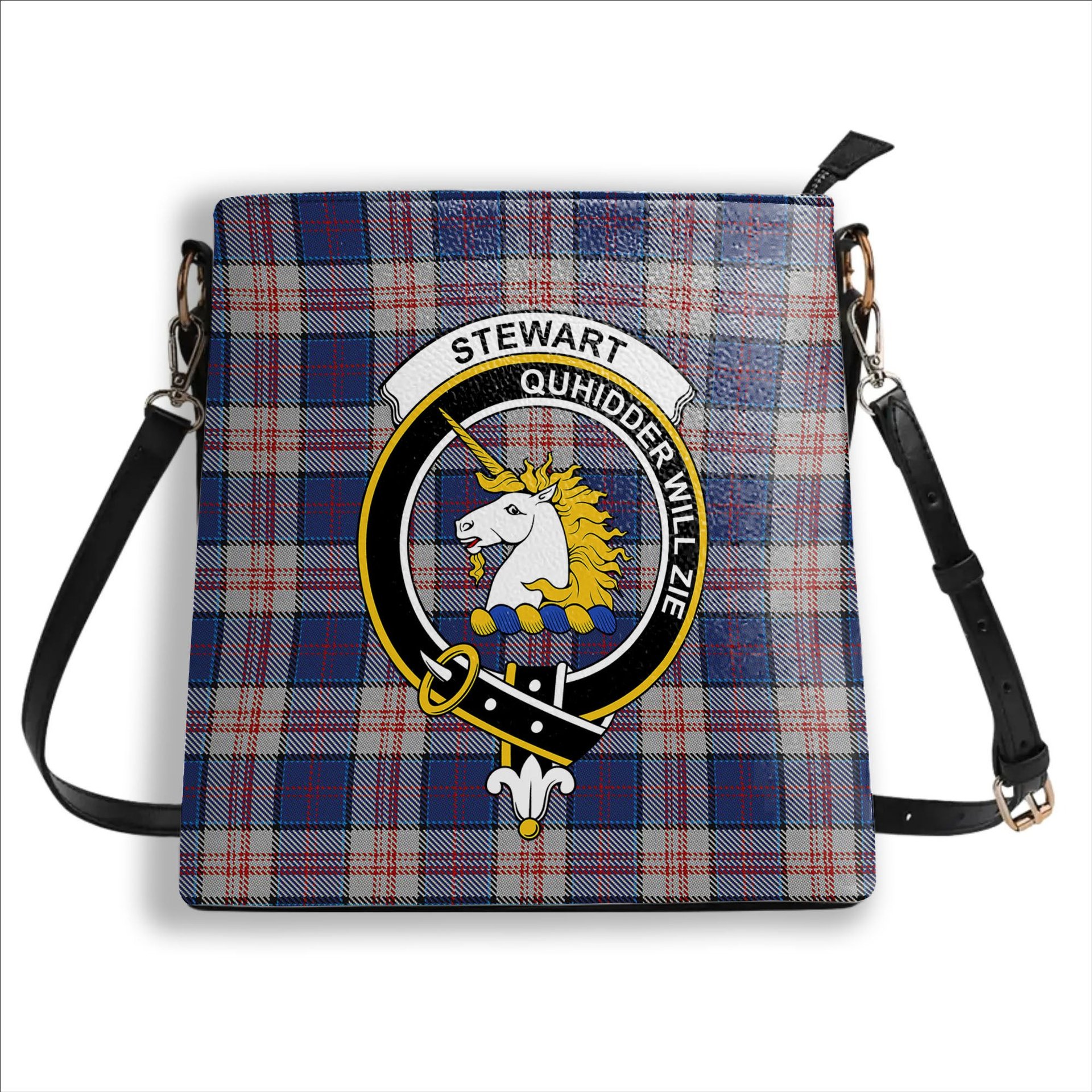 ScotsTee Shop Scottish Stewart of Appin Hunting Dress Crest Tartan Bucket Bag Ladies Shoulder Bag Midi