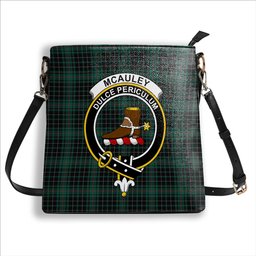 ScotsTee Shop Scottish McAuley Hunting Modern Crest Tartan Bucket Bag Ladies Shoulder Bag Midi