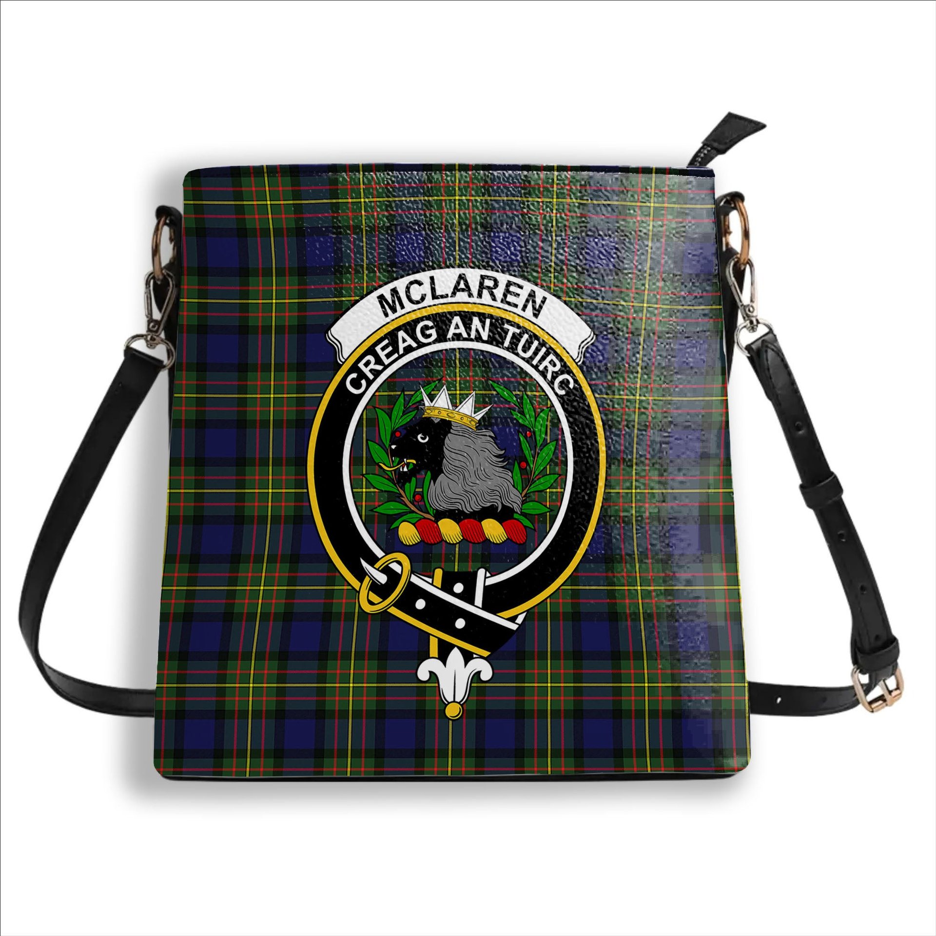 ScotsTee Shop Scottish McLaren Modern Crest Tartan Bucket Bag Ladies Shoulder Bag Midi