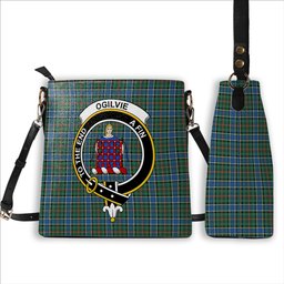 ScotsTee Shop Scottish Ogilvie (Ogilvy) Hunting Ancient Crest Tartan Bucket Bag Ladies Shoulder Bag Midi