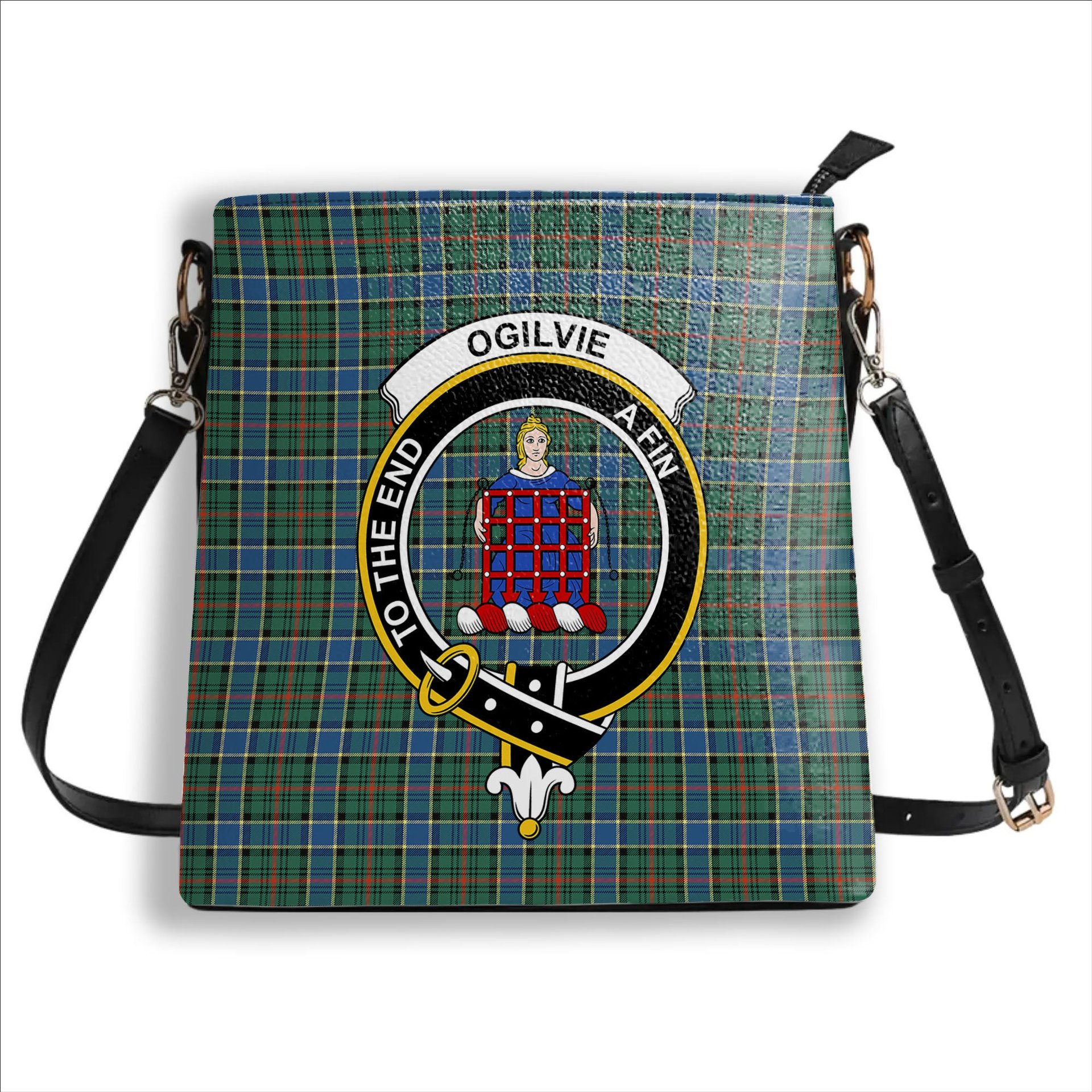 ScotsTee Shop Scottish Ogilvie (Ogilvy) Hunting Ancient Crest Tartan Bucket Bag Ladies Shoulder Bag Midi