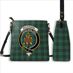 ScotsTee Shop Scottish MacKenzie Dress Modern Crest Tartan Bucket Bag Ladies Shoulder Bag Midi