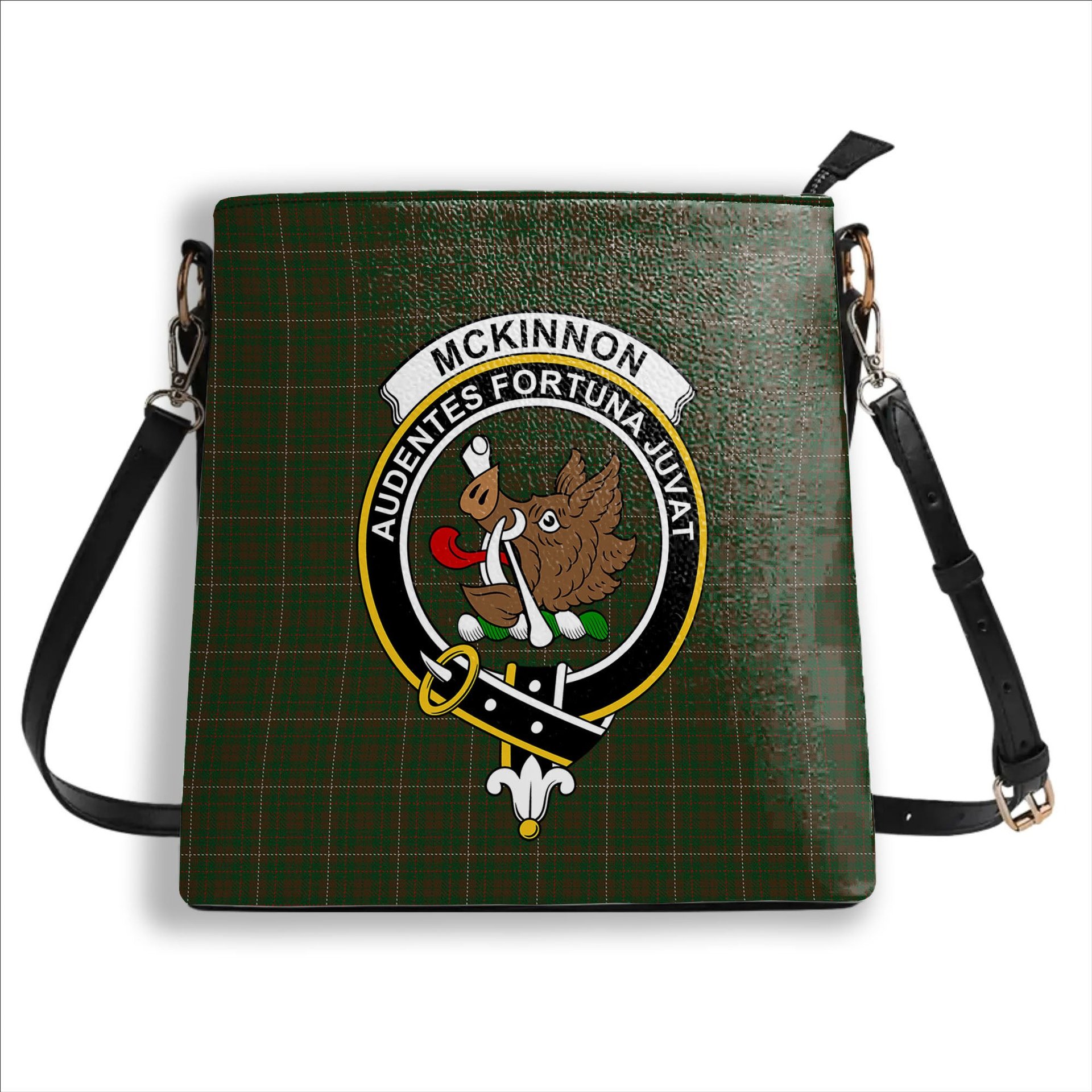ScotsTee Shop Scottish McKinnon Hunting Crest Tartan Bucket Bag Ladies Shoulder Bag Midi