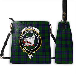 ScotsTee Shop Scottish Lockhart Modern Crest Tartan Bucket Bag Ladies Shoulder Bag Midi