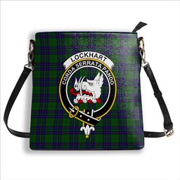 ScotsTee Shop Scottish Lockhart Modern Crest Tartan Bucket Bag Ladies Shoulder Bag Midi