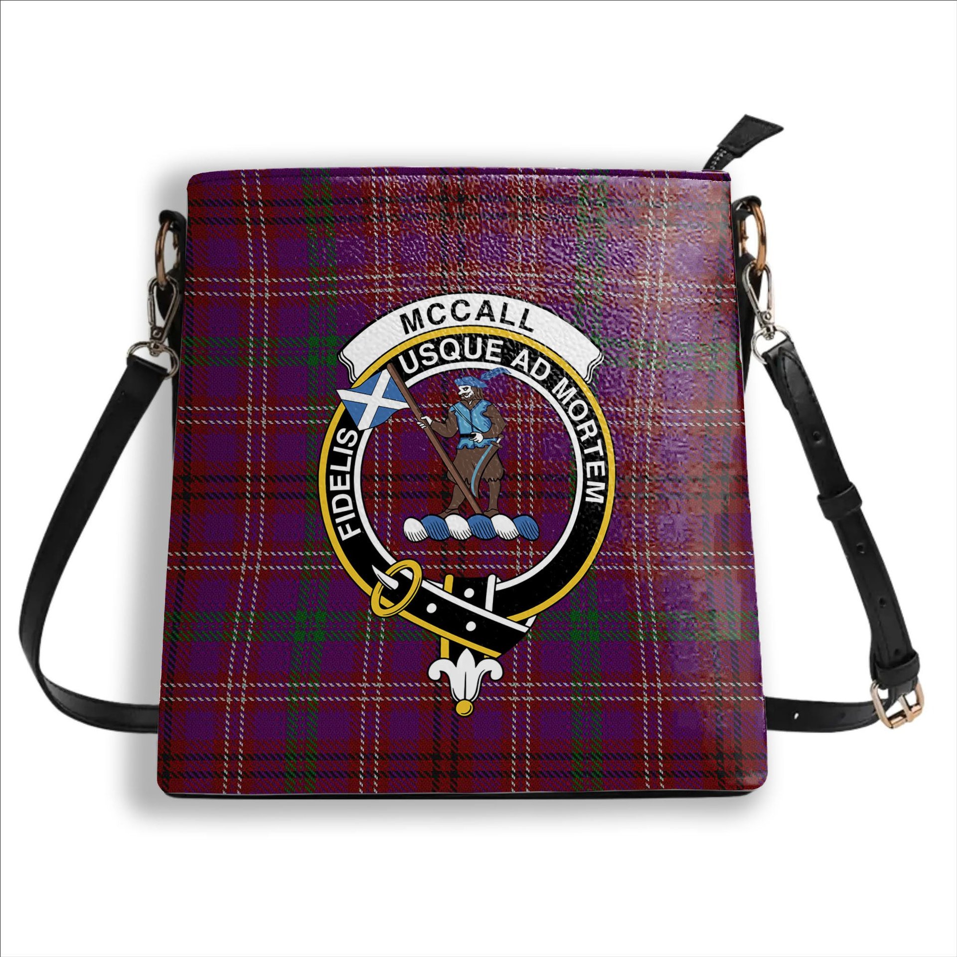 ScotsTee Shop Scottish McCall (Caithness) Crest Tartan Bucket Bag Ladies Shoulder Bag Midi