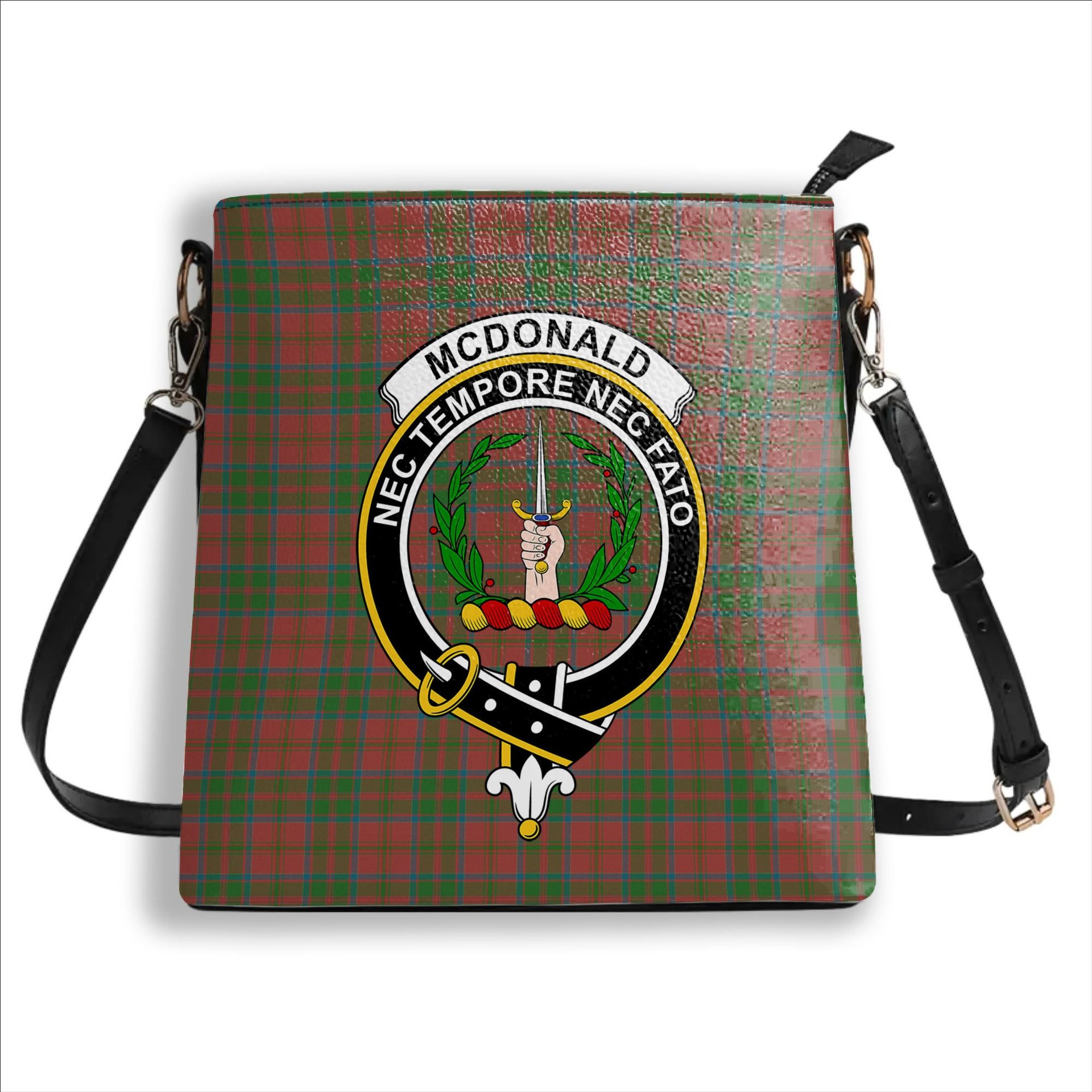 ScotsTee Shop Scottish McDonald of Glencoe Ancient Crest Tartan Bucket Bag Ladies Shoulder Bag Midi