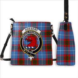 ScotsTee Shop Scottish Sideserf Crest Tartan Bucket Bag Ladies Shoulder Bag Midi