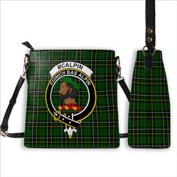 ScotsTee Shop Scottish McAlpin Modern Crest Tartan Bucket Bag Ladies Shoulder Bag Midi