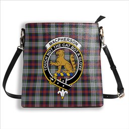 ScotsTee Shop Scottish MacPherson Dress 1 Crest Tartan Bucket Bag Ladies Shoulder Bag Midi