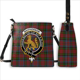 ScotsTee Shop Scottish MacPherson Ancient Crest Tartan Bucket Bag Ladies Shoulder Bag Midi