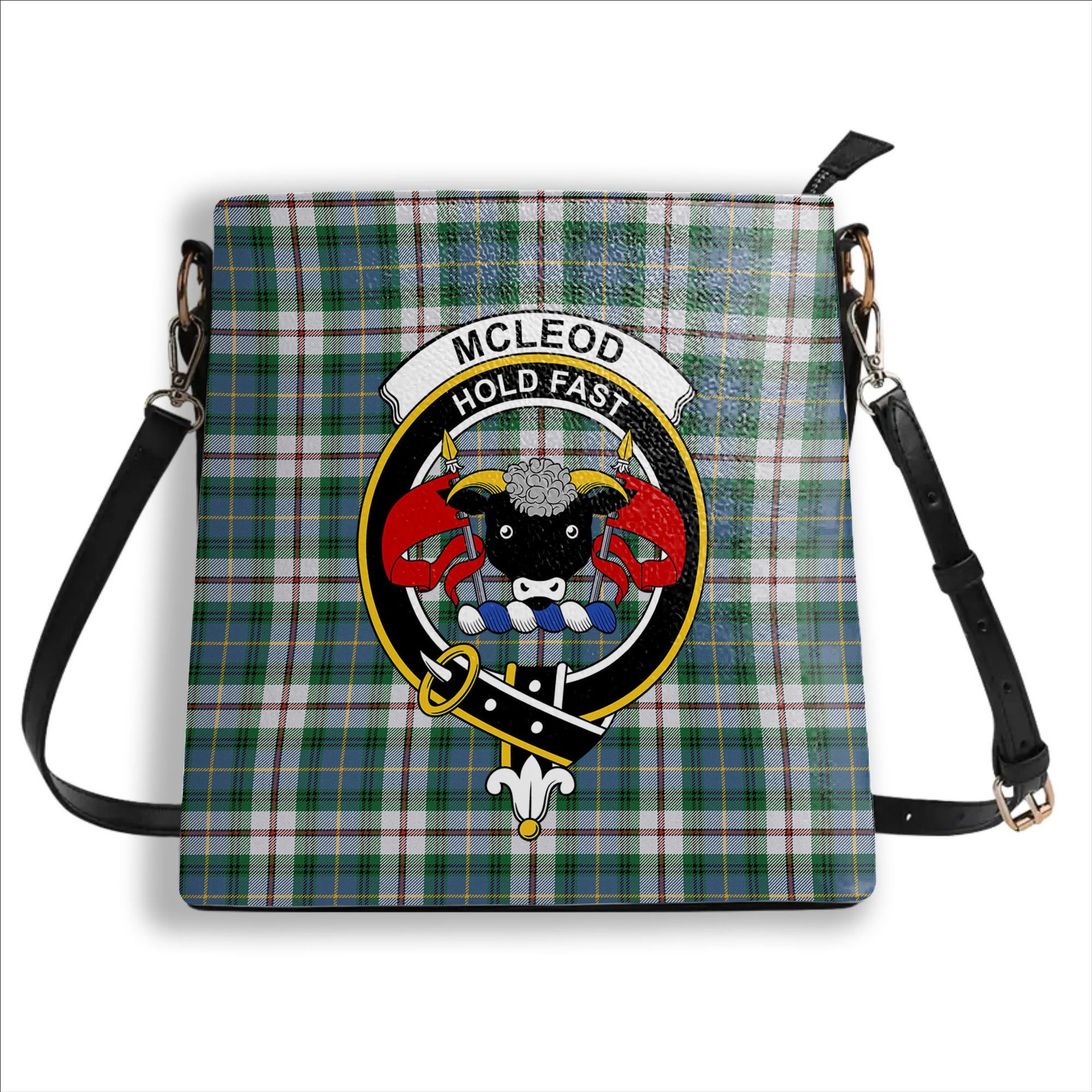 ScotsTee Shop Scottish McLeod Of Californian Ancient Crest Tartan Bucket Bag Ladies Shoulder Bag Midi