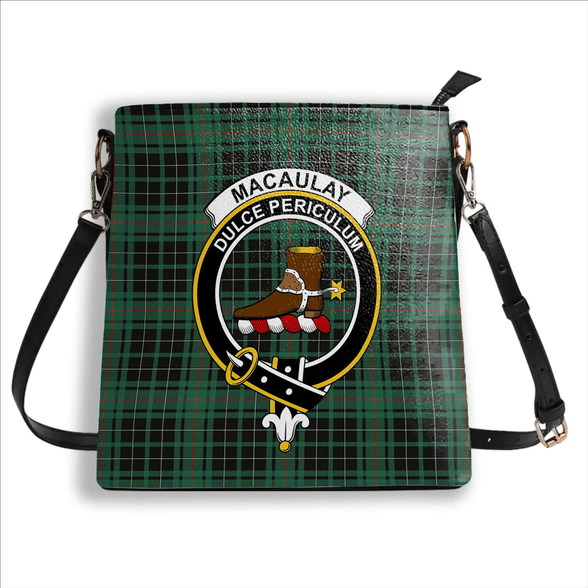 ScotsTee Shop Scottish MacAulay Hunting Ancient Crest Tartan Bucket Bag Ladies Shoulder Bag Midi