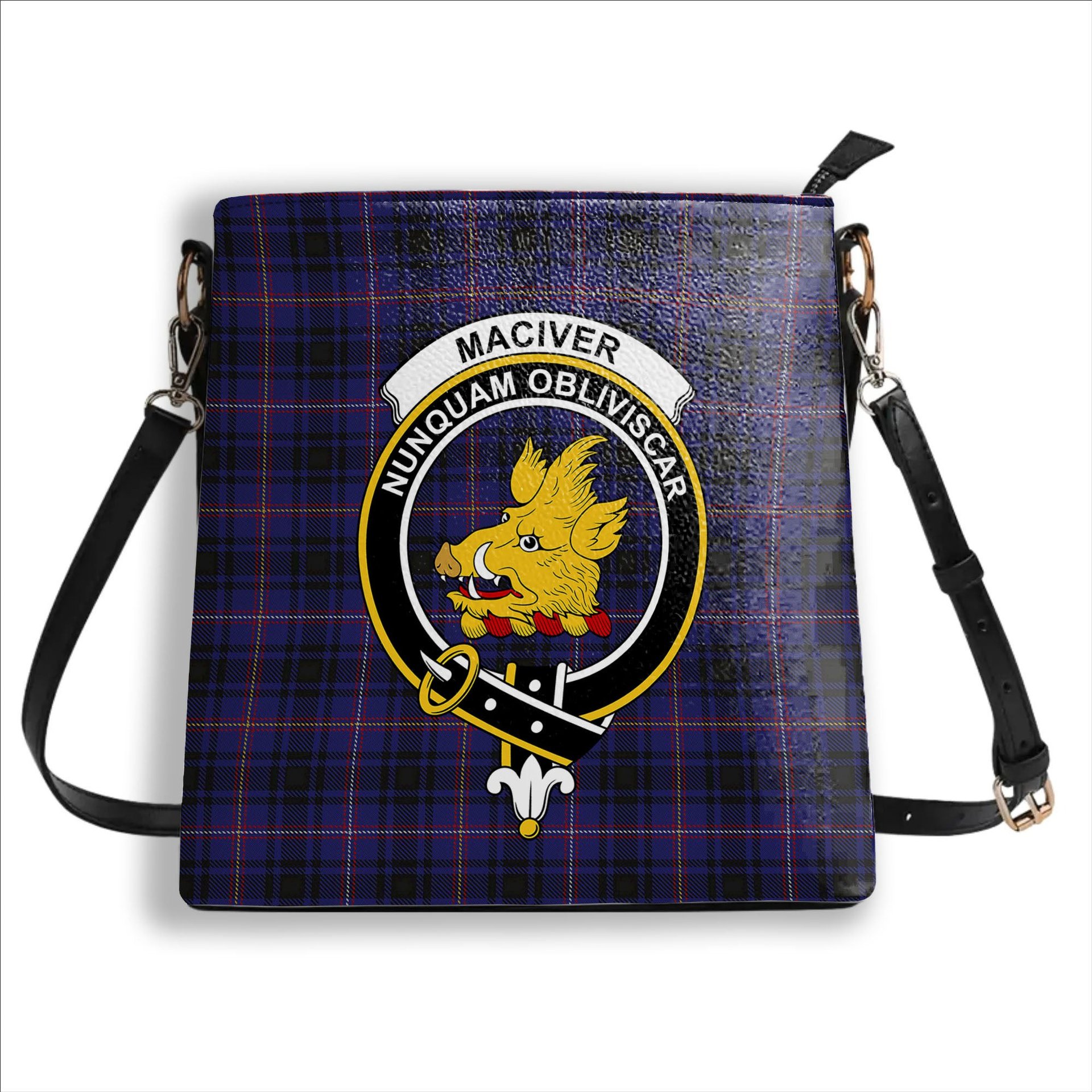 ScotsTee Shop Scottish MacIver of Strome Crest Tartan Bucket Bag Ladies Shoulder Bag Midi
