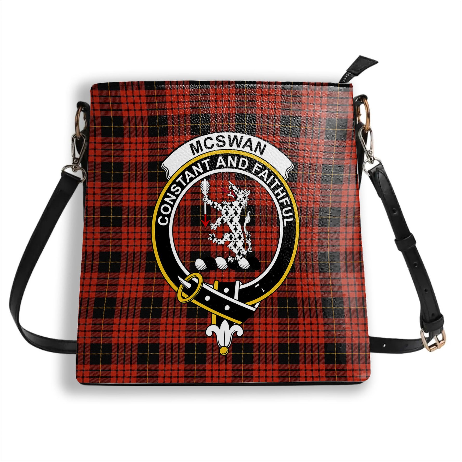 ScotsTee Shop Scottish McSwan Ancient Crest Tartan Bucket Bag Ladies Shoulder Bag Midi