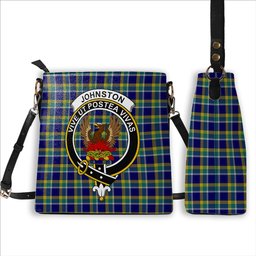 ScotsTee Shop Scottish Johnston Timothy Crest Tartan Bucket Bag Ladies Shoulder Bag Midi