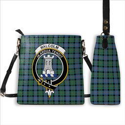 ScotsTee Shop Scottish Malcolm Ancient Crest Tartan Bucket Bag Ladies Shoulder Bag Midi