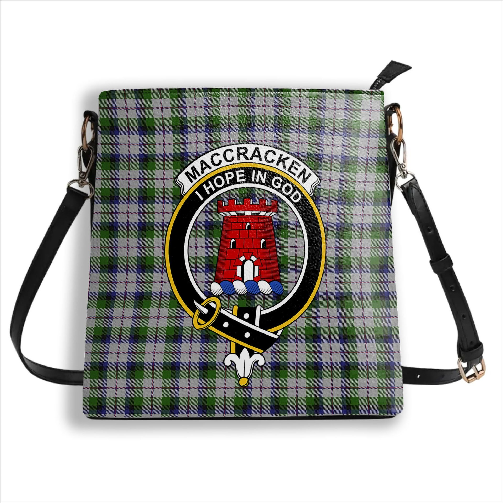 ScotsTee Shop Scottish MacCracken Dress Crest Tartan Bucket Bag Ladies Shoulder Bag Midi