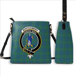 ScotsTee Shop Scottish Montgomery Ancient Crest Tartan Bucket Bag Ladies Shoulder Bag Midi
