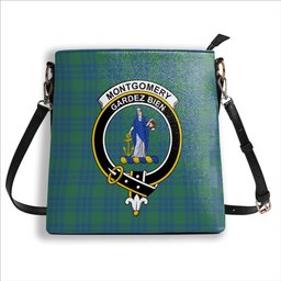 ScotsTee Shop Scottish Montgomery Ancient Crest Tartan Bucket Bag Ladies Shoulder Bag Midi