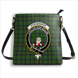 ScotsTee Shop Scottish Stevenson Green Crest Tartan Bucket Bag Ladies Shoulder Bag Midi