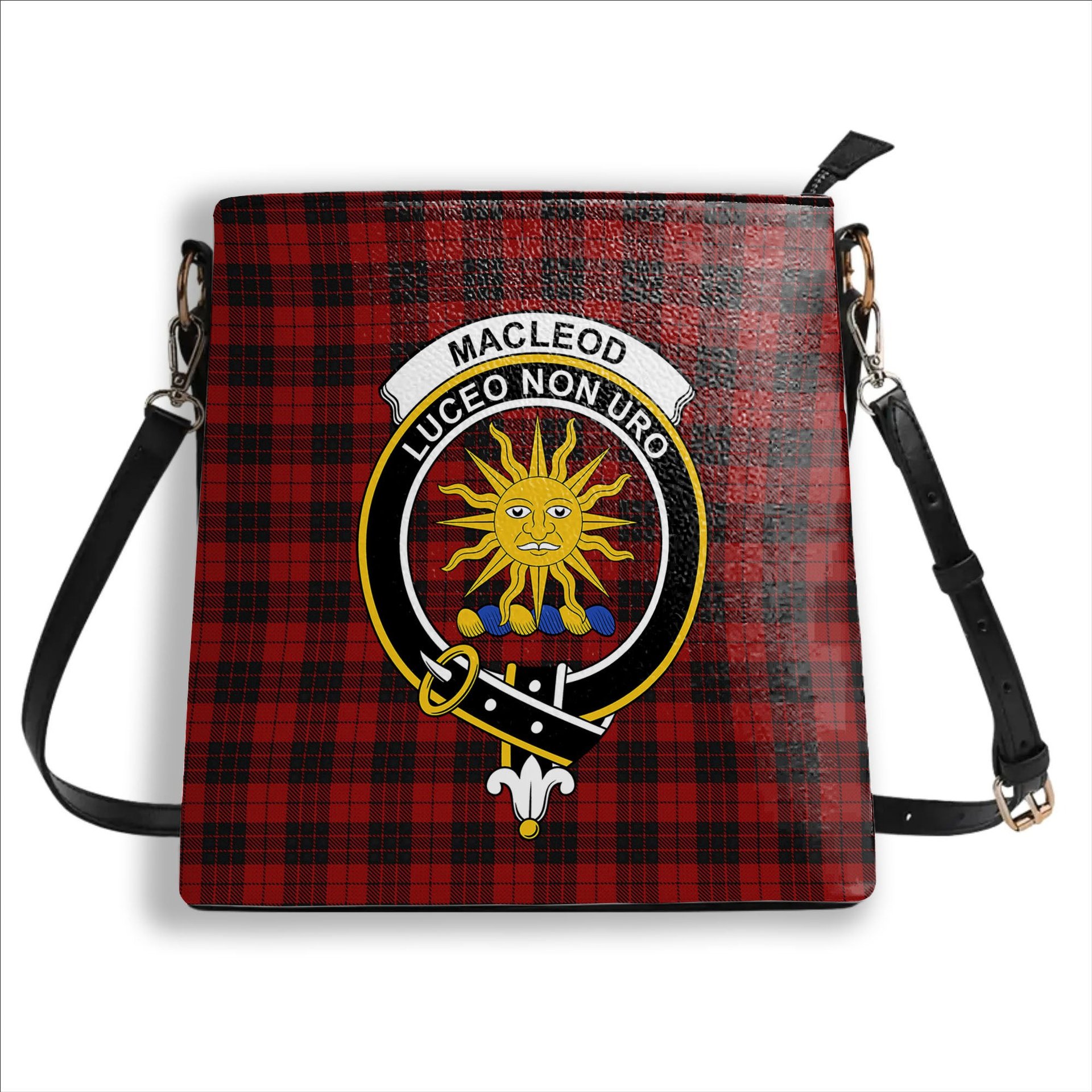 ScotsTee Shop Scottish MacLeod of Raasay Highland Crest Tartan Bucket Bag Ladies Shoulder Bag Midi
