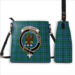 ScotsTee Shop Scottish Sandilands Ancient Crest Tartan Bucket Bag Ladies Shoulder Bag Midi
